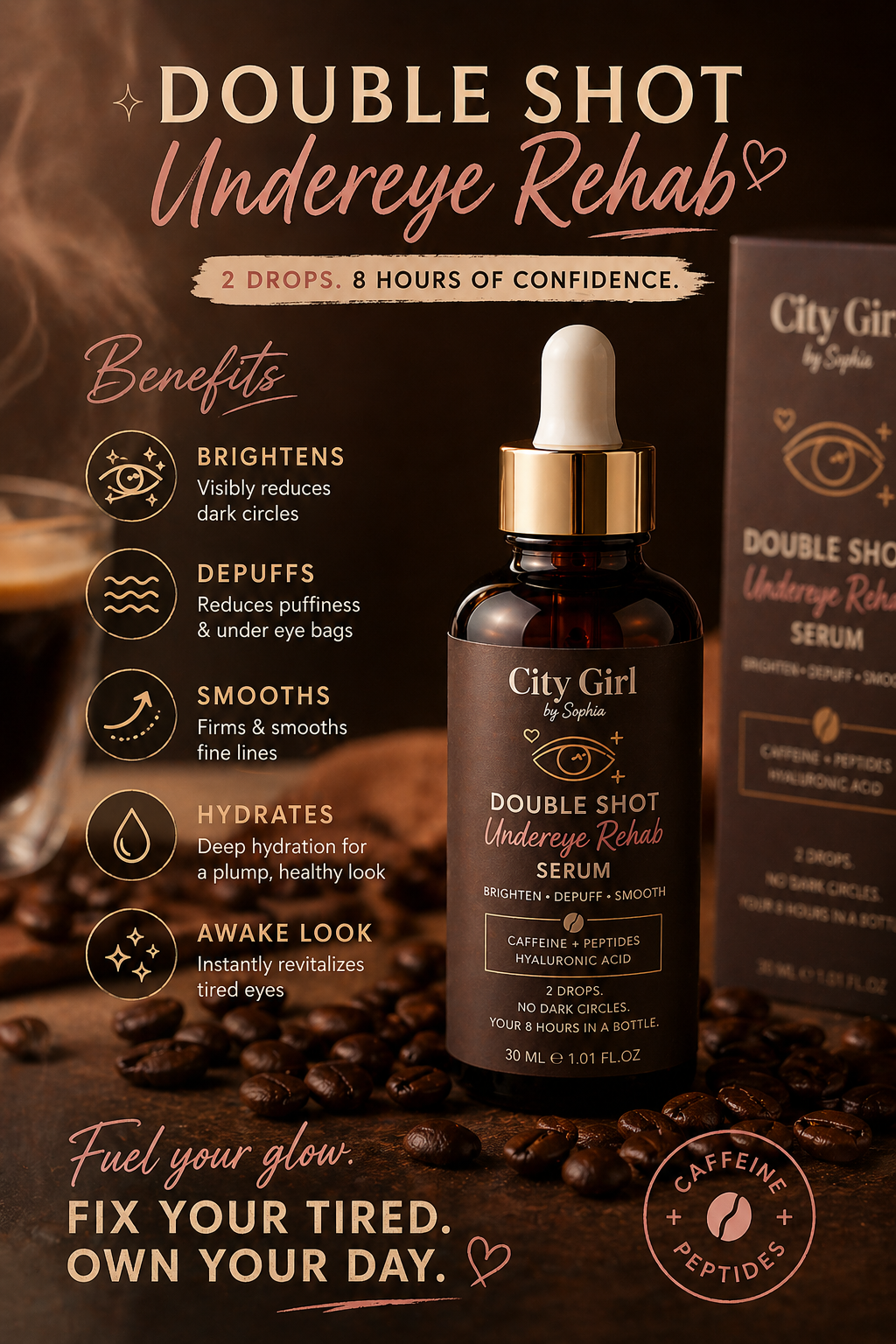 DOUBLE SHOT UNDER EYE REHAB - Caffeine & Peptides Under-Eye Serum